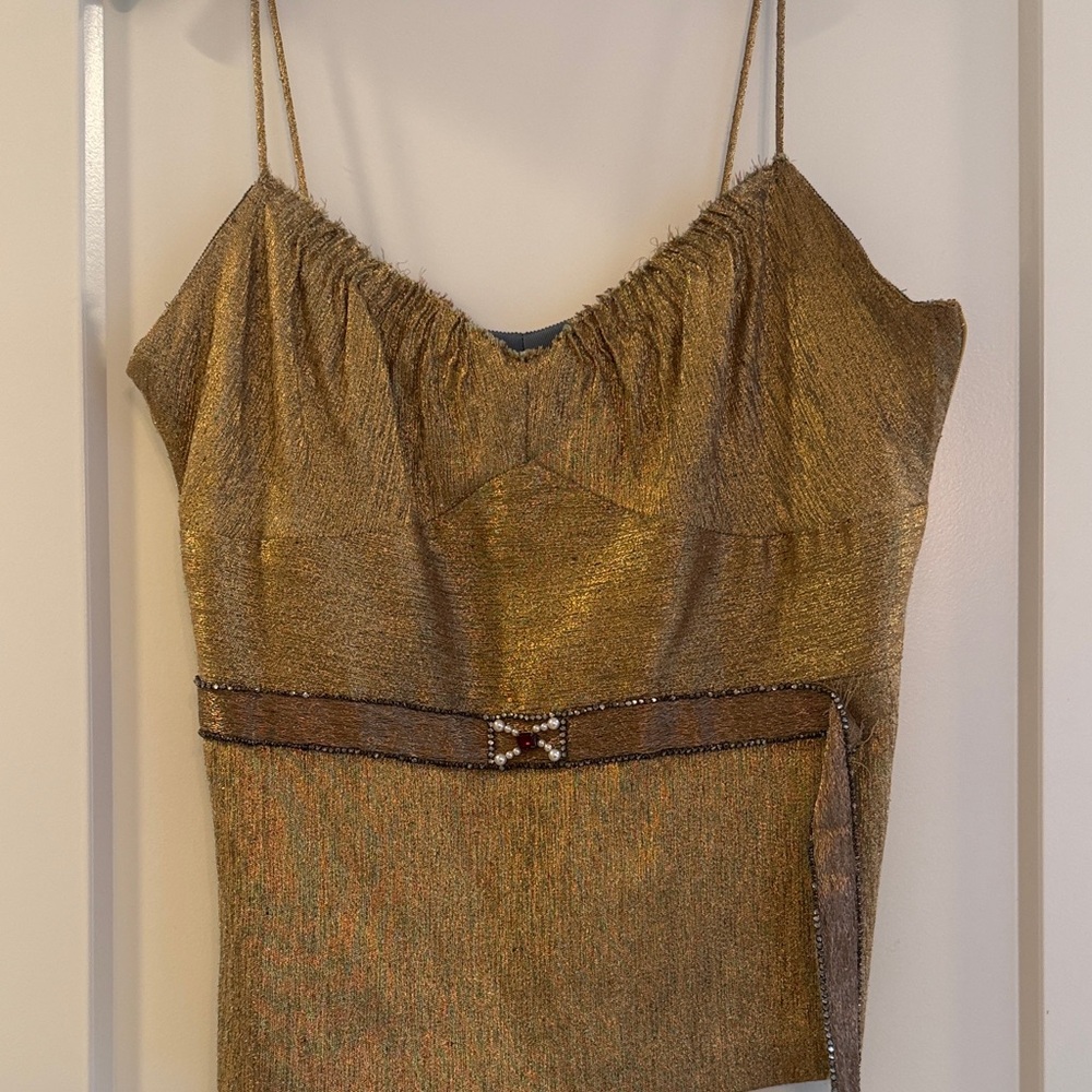 Vera Wang Metallic Gold Spaghetti-Strap Camisole